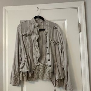 Natural Womens Military Ruffles Jacket